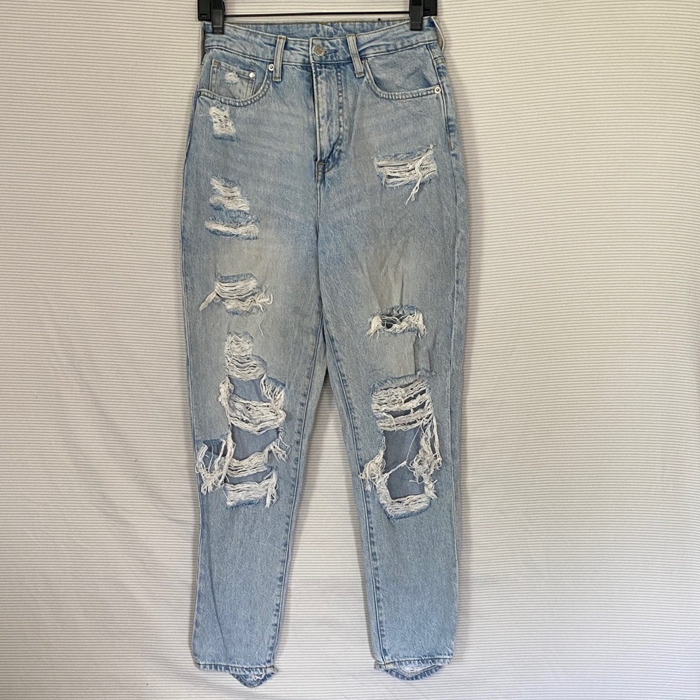H&M Light Blue Distressed High-Rise Jeans